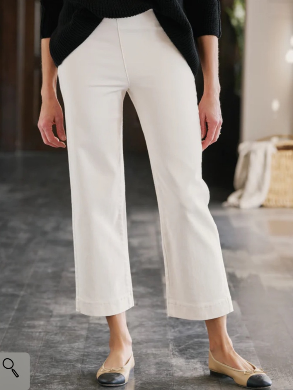 Frank & Eileen Westport Illusion Antique White Wide Leg Pull-On Denim Size 14